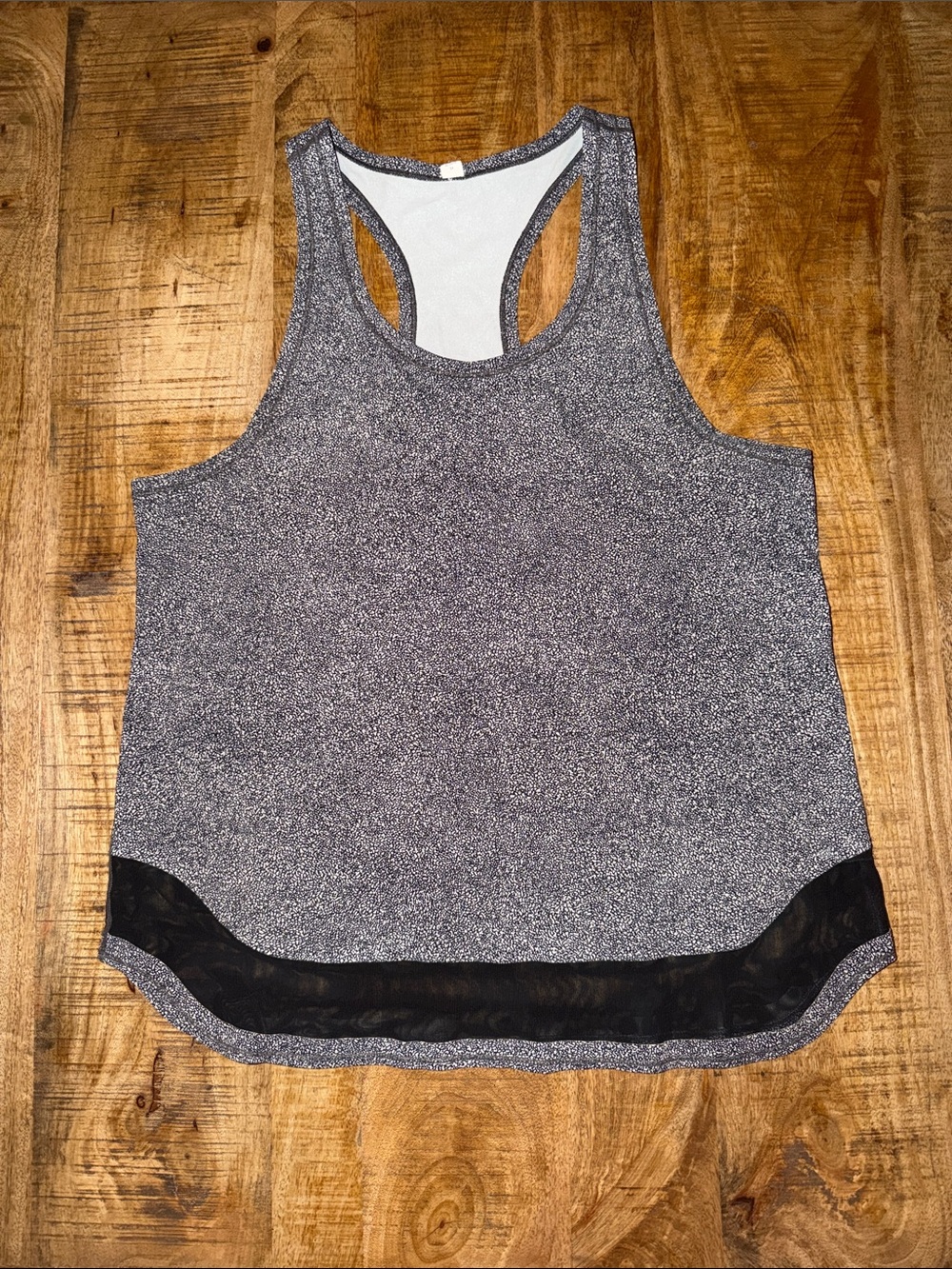 lululemon athletica Gray Racerback Tank with Black Mesh Hem